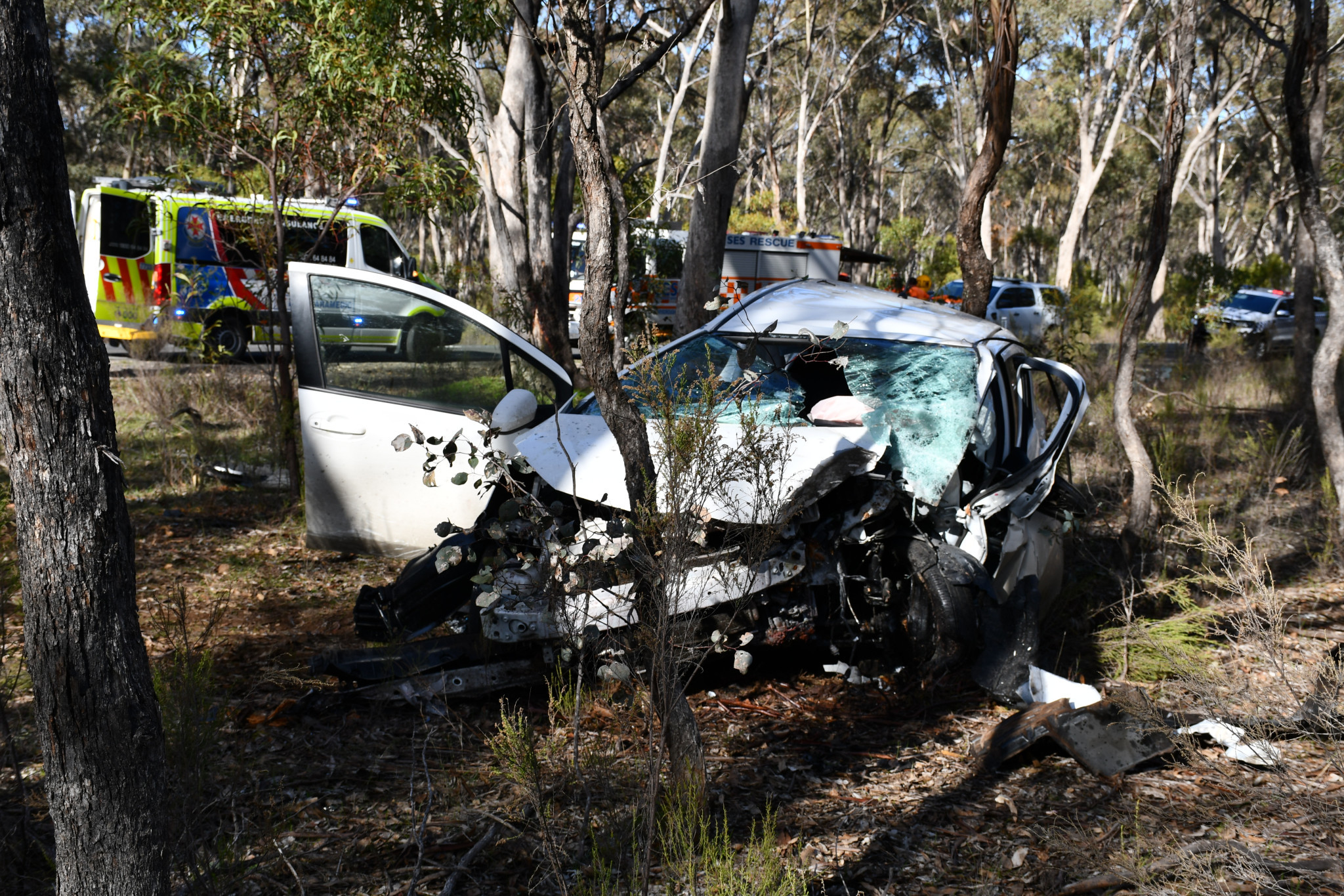A white Toyota hatchback was also involved in a single-vehicle collision on Wednesday. 080825 19