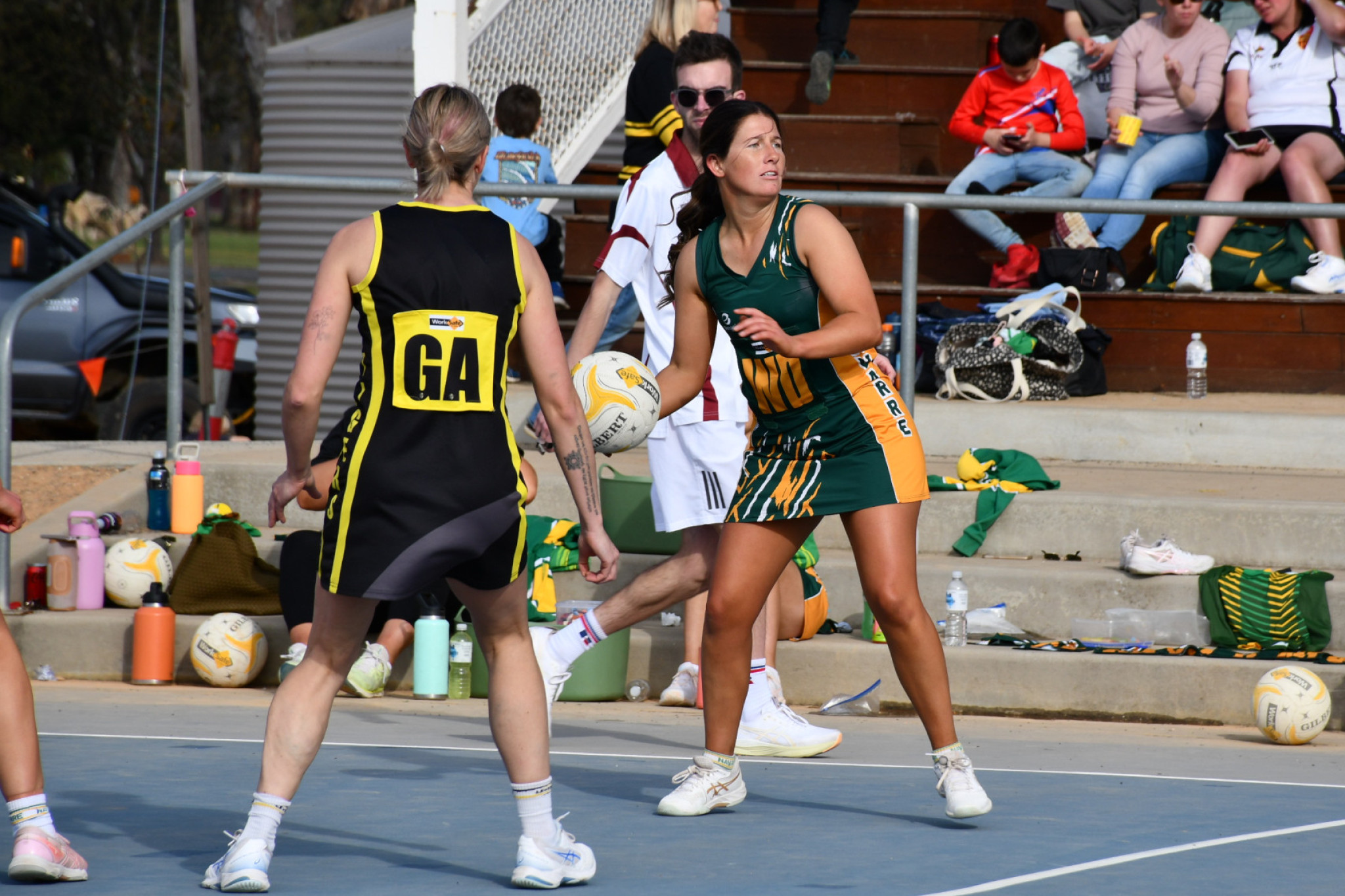 Navarre’s Hayley Reading looks to send the ball forward.