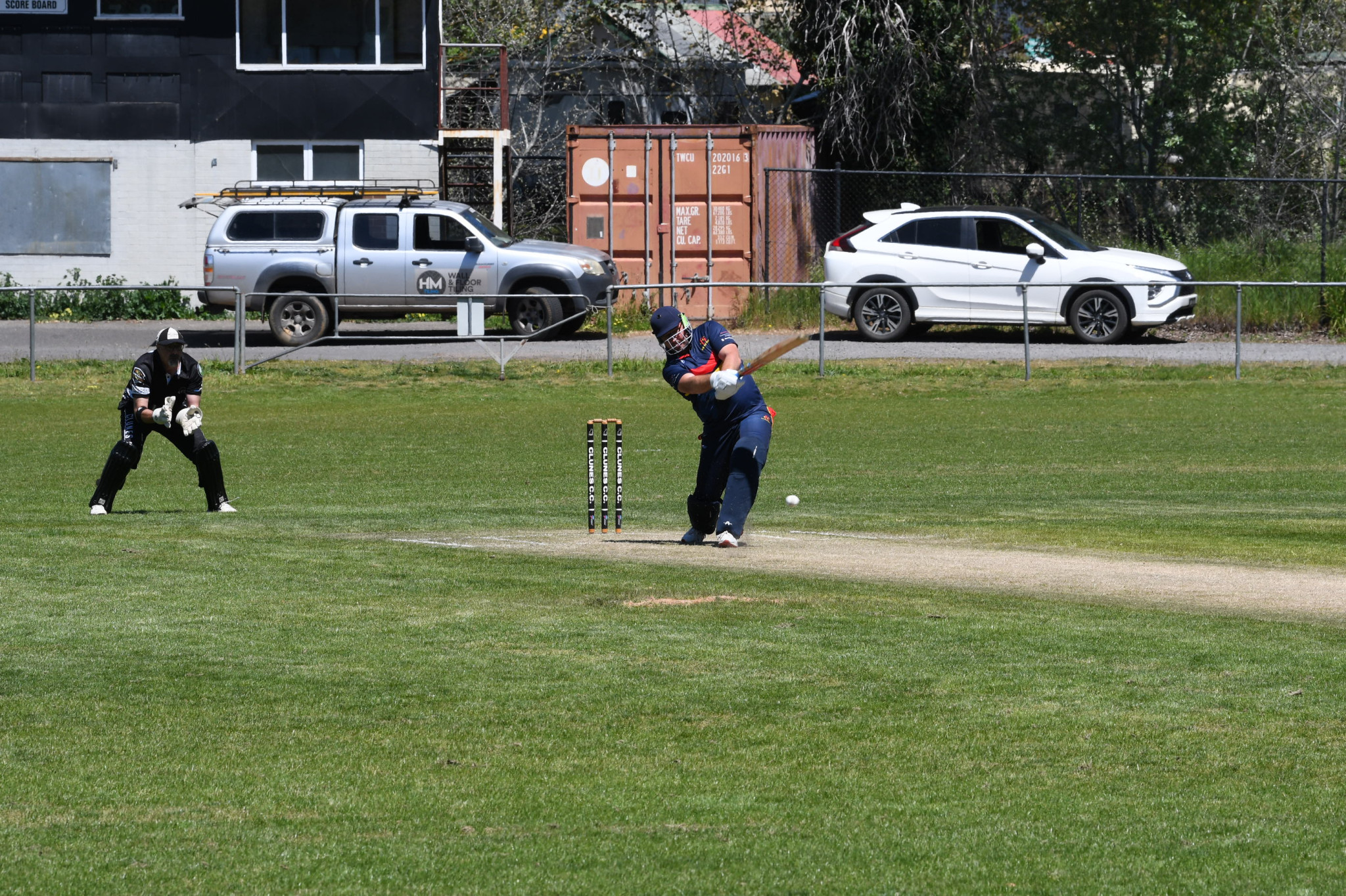 Joshua Lofts swings away in Beaufort’s win over Clunes.