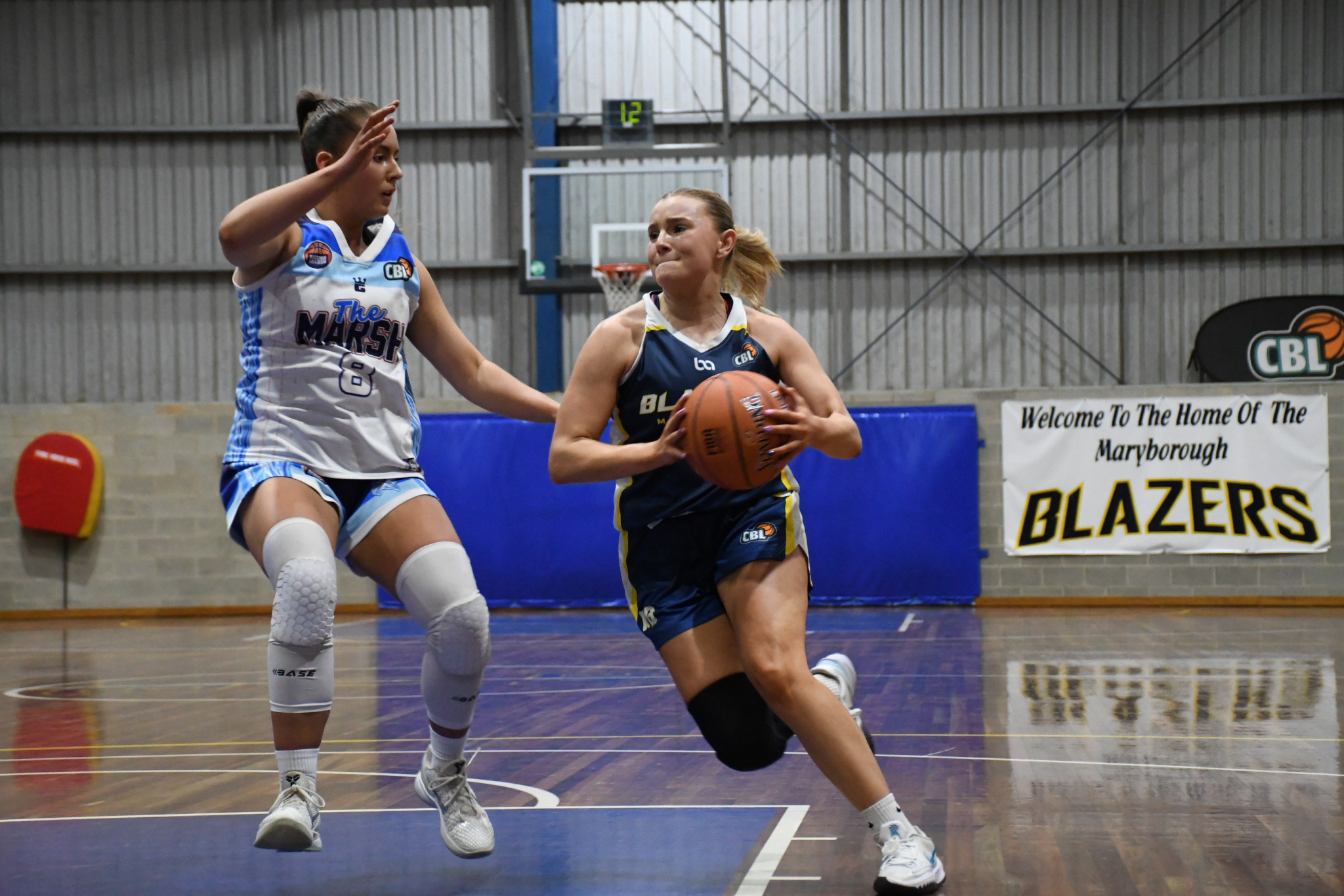 Maryborough Lady Blazers player-coach Millie Cracknell drives into the lane in the semi-final against the Bacchus Marsh Lions.