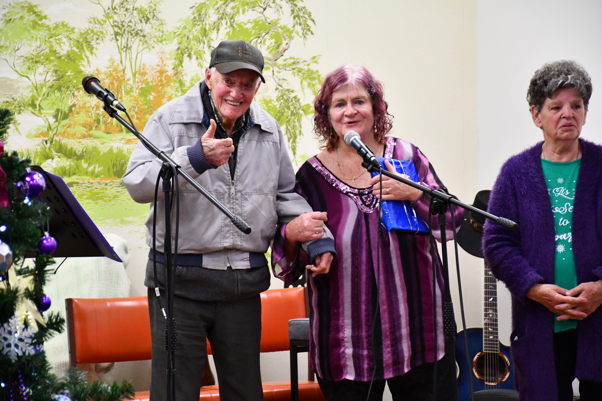Jimmy Cole enjoyed a surprise celebration from Sue Purchas and the Carisbrook Open Mic group for his upcoming 100th birthday.