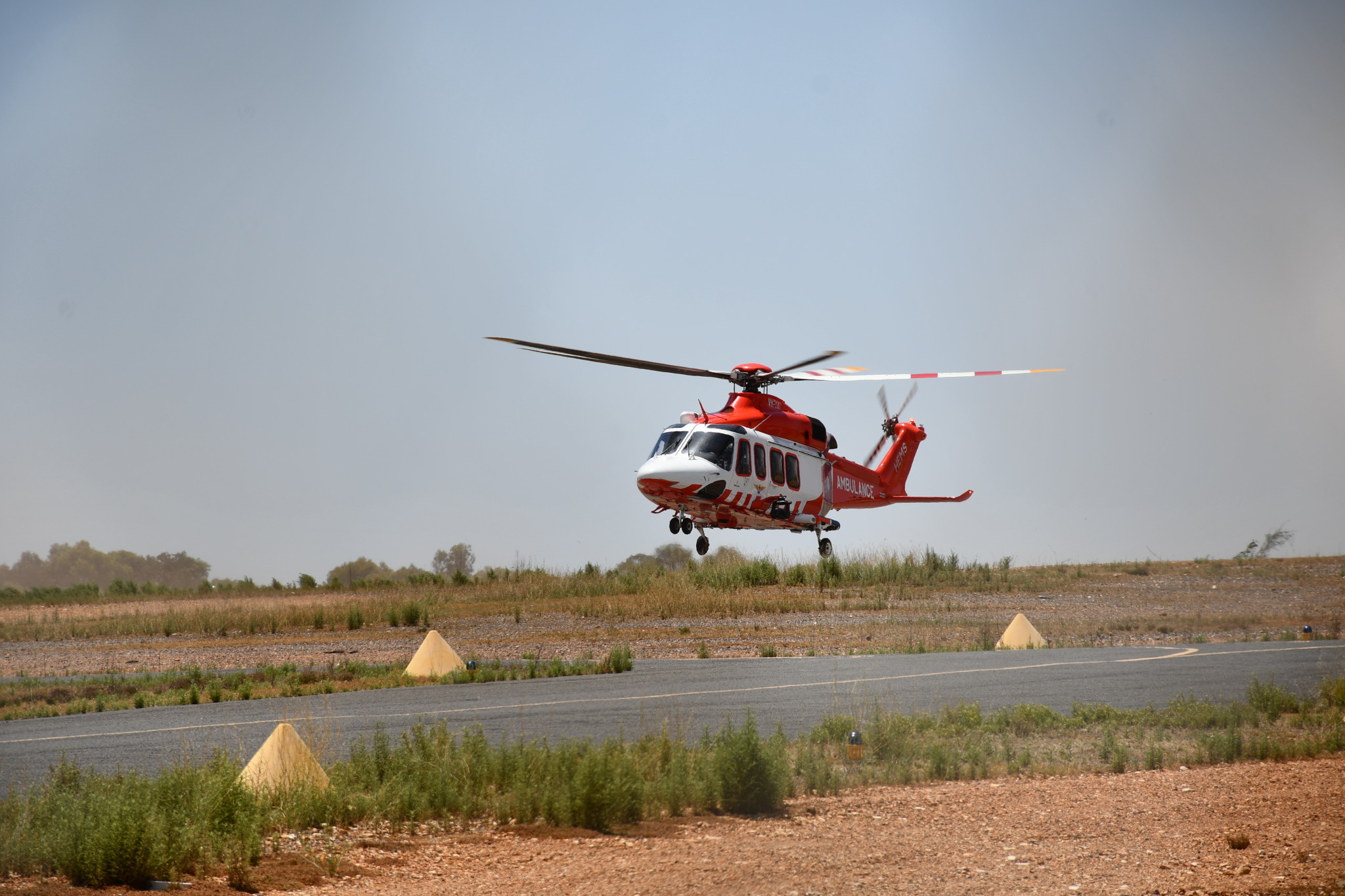 Air ambulance crews arrived at around 1 pm to take the driver to the Royal Melbourne Hospital.