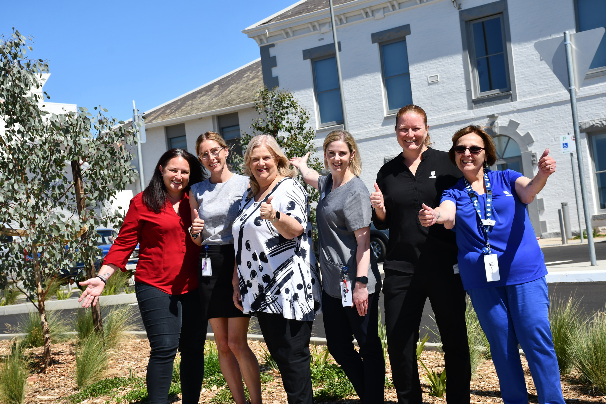 Staff from all of Maryborough District Health Service&rsquo;s departments including Shiree Regan, Jessica Jacka, Debbie Rogers, Rosie O&rsquo;Keeffe, Meagan O&rsquo;Halloran and Sally Waters are embracing the capstone completion of the hospital&rsquo;s $115 million development.