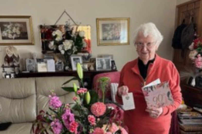 Maryborough local Win Crawley on her 90th birthday. Photo: Supplied.